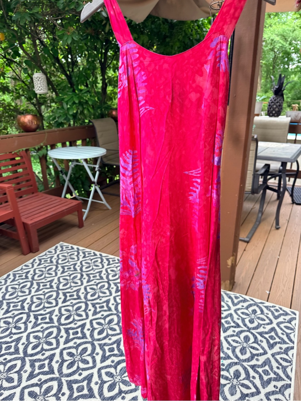 Women’s Hot Pink Maxi Dress - Sleeveless Summer Slip
